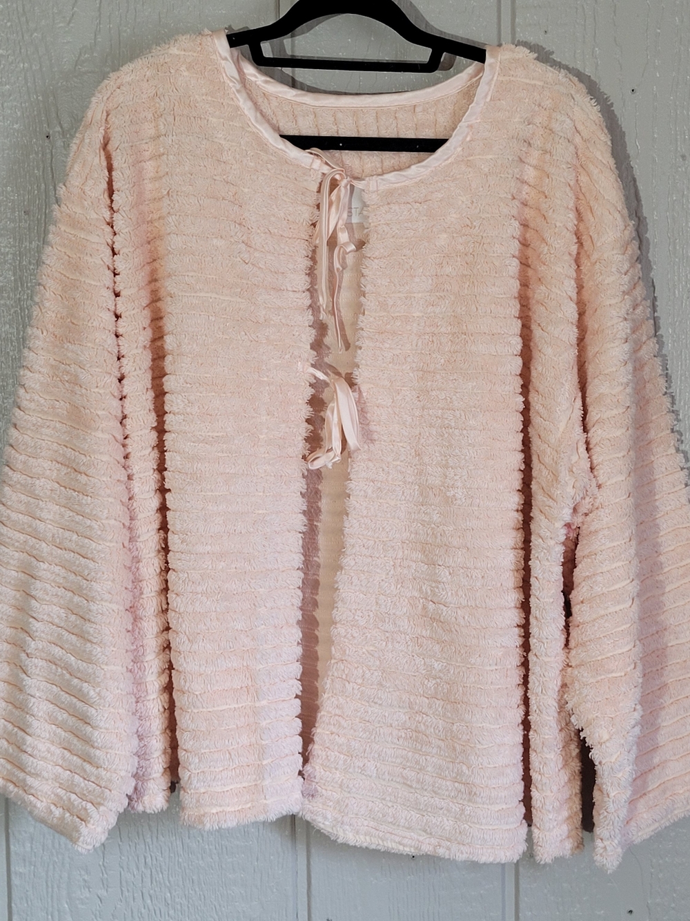 Women's Soft Textured Open-Front Cardigan Jacket - Light Peach